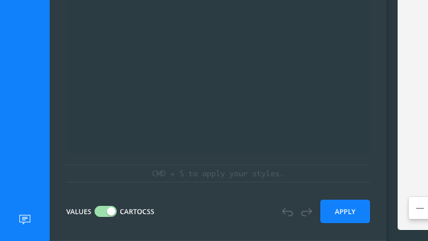 Default CartoCSS applied to map layer