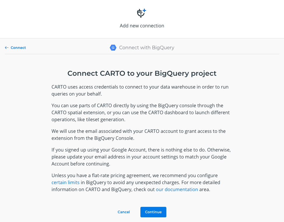 bigquery initial screen