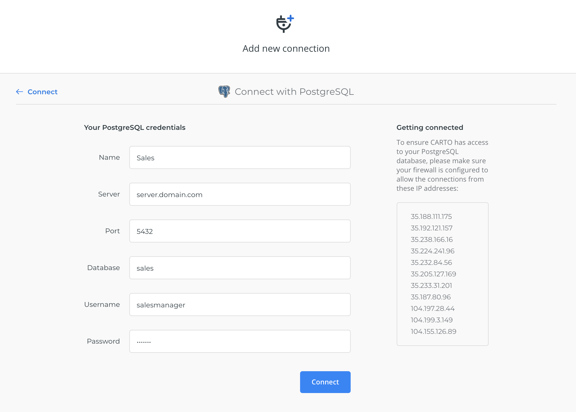 postgresql connection parameters